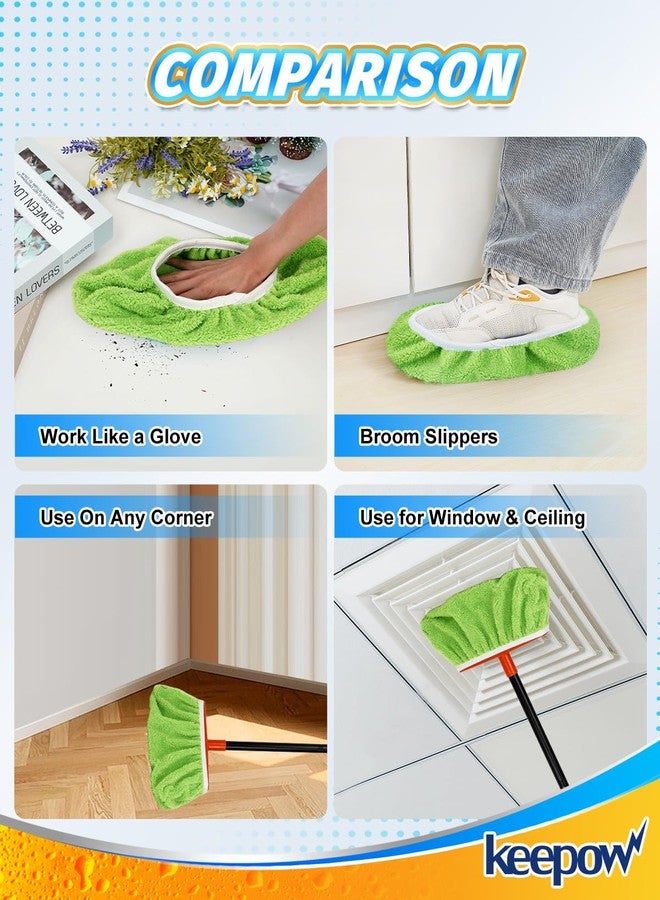KEEPOW 2 Pack Microfiber Broom Cloth Covers, Reusable Broom Pads Baseboard Cleaning Tool, Bottom Cleaning Tools Compatible with Brooms Under 16.53×6.29 in, Washable Brooms Covers for Baseboards Floor - Image 5